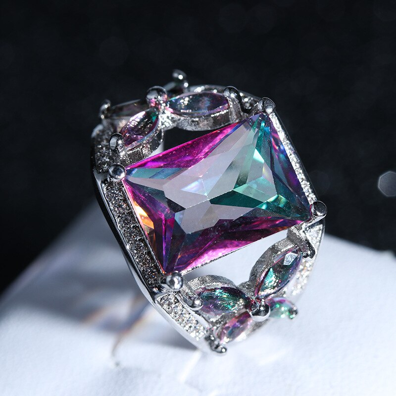 Top 925 Sterling Silver Love Forever Jewelry Classic Engagement AAA CZ purple Crystal Wedding Rings for Women Jewelry