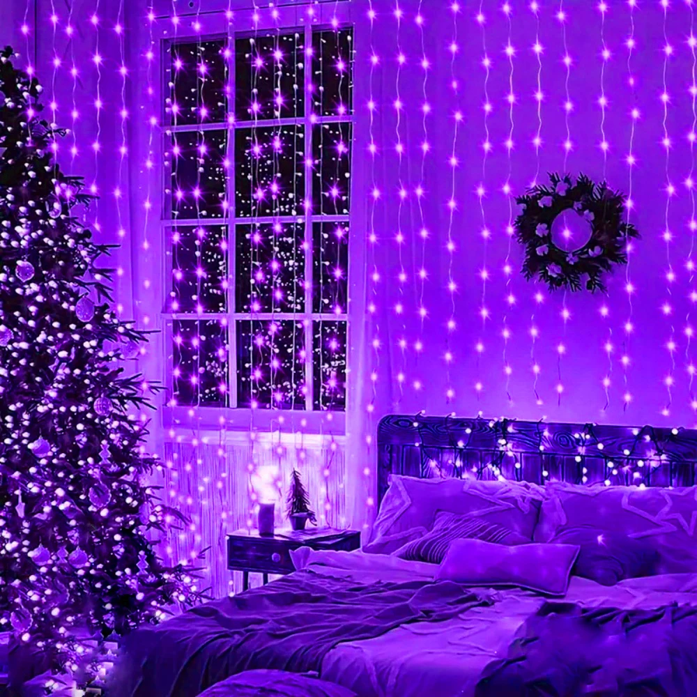 Guirnalda de luces LED para cortina, decoración USB de 3/4/6M, guirnalda navideña, lámpara de hadas, 8 modos para el hogar, jardín, de Navidad, decoración de boda: L / Beige