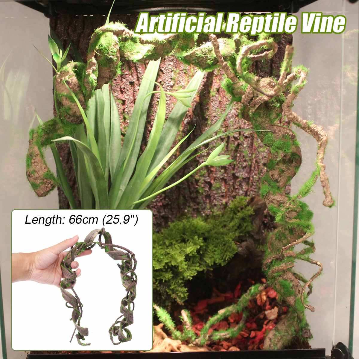 66cm Reptiles Vine Climber Jungle Forest Bendable Artificial Branch Terrarium Cage Decor Flexible Reptile Pet Supplies
