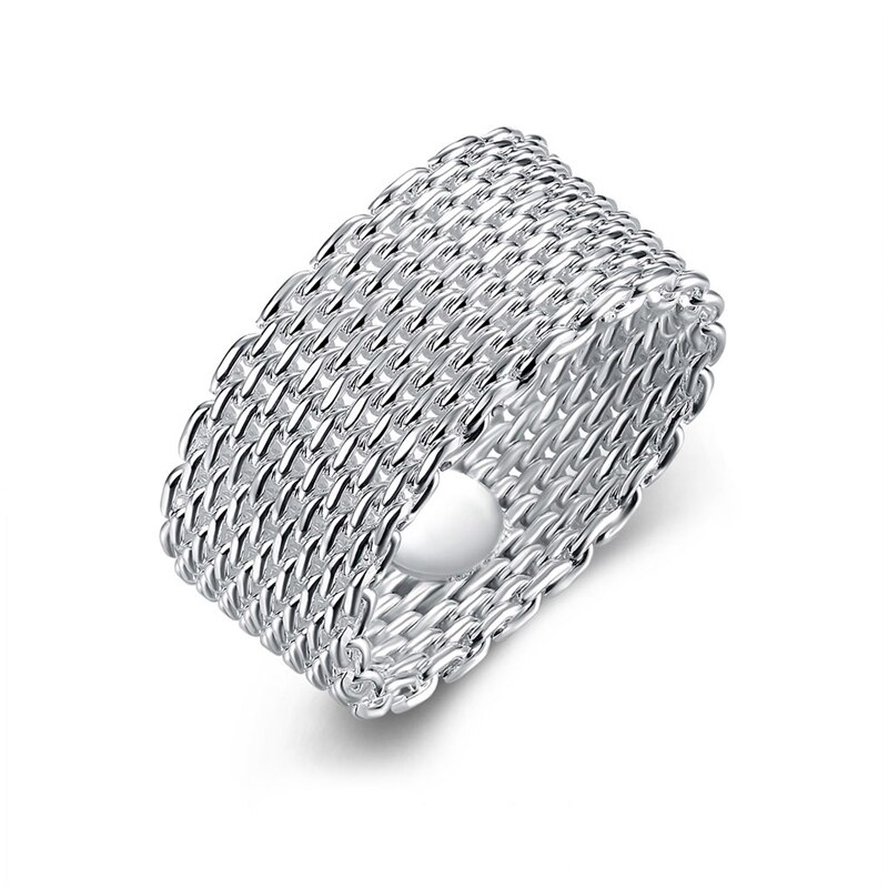 Anillos circulares de malla tejida para hombre y mujer, joyería de , anillos de boda de acero inoxidable, accesorios de para amigos
