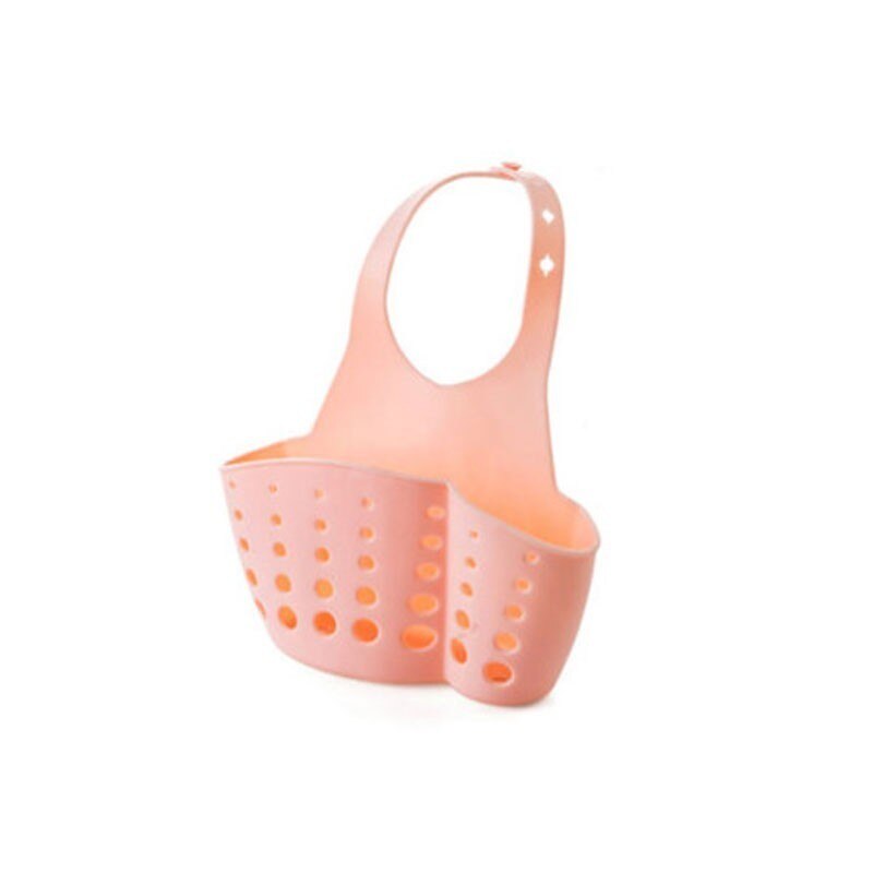 Évier de cuisine éponge stockage suspendu panier réglable bouton pression Type Drain support robinet stockage Drain paniers ménage: Rose