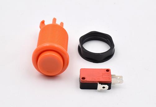 Botón de estilo americano con microinterruptores, orificio de montaje de 28mm, botones de nailon, 9 colores disponibles, accesorios de juego de Arcade, 10 Uds.: Naranja