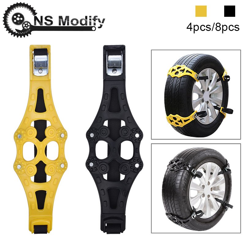 Ns modify 4 stk /8 stk bildekk vinterveisikkerhet egnet for dekkbredde 165-275mm forsterk dobbel snap sklihjul tpu kjede