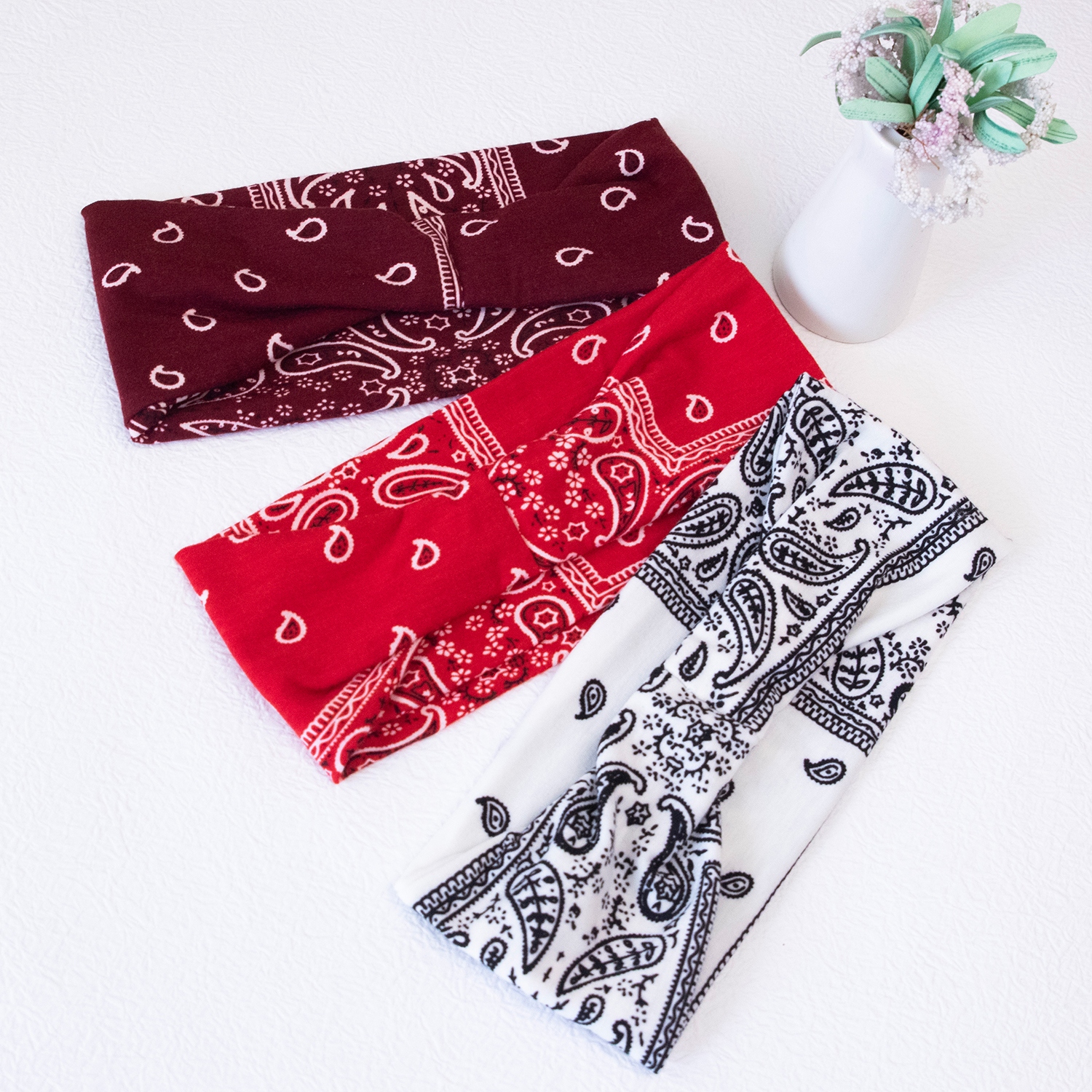 Diademas bohemias, bandas para el cabello de Cachemira, turbante anudado, diadema elástica, envolturas para la cabeza, diademas de tela a rayas para mujeres y niñas