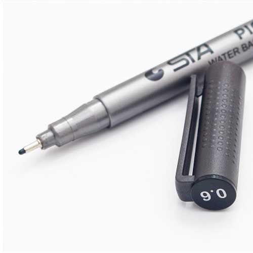 STA-rotuladores de dibujo a prueba de decoloración, pluma negra de micrón, perfilador de delineador, a prueba de agua, suministros de arte, Manga, cepillo de escritura de cómic: 0.6mm-Waterproof