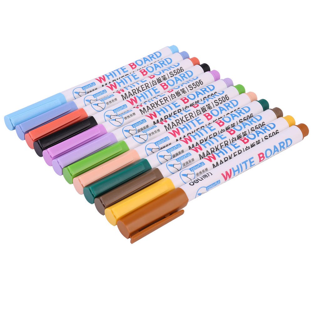 Multi 12 Color Whiteboard Pen Set Erasable Marker Pen for White Board Glass Kids Drawing Office Meeting School Teacher