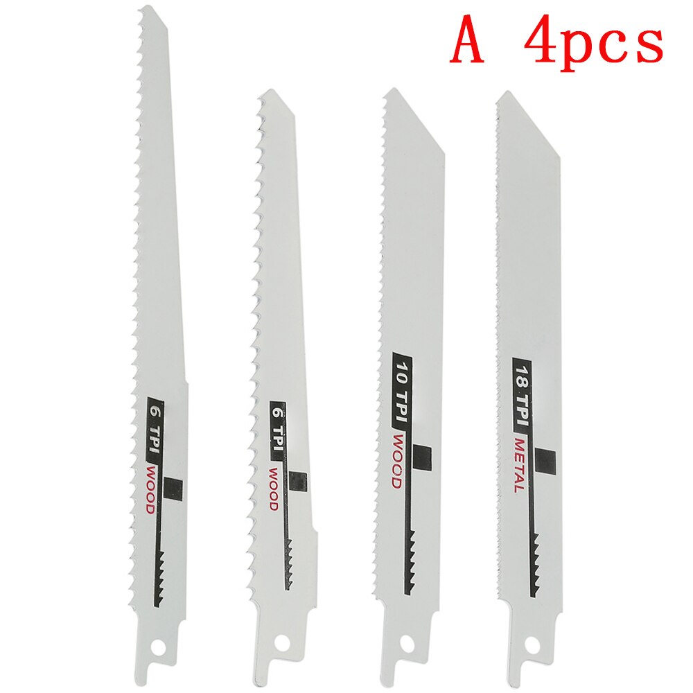 4/10Pcs Reciprocating Saw Blade High Carbon Steel Bimetal Parts for Wood Metal Multi Saber Saws Cutting Power Tools Accessories: A 4pcs