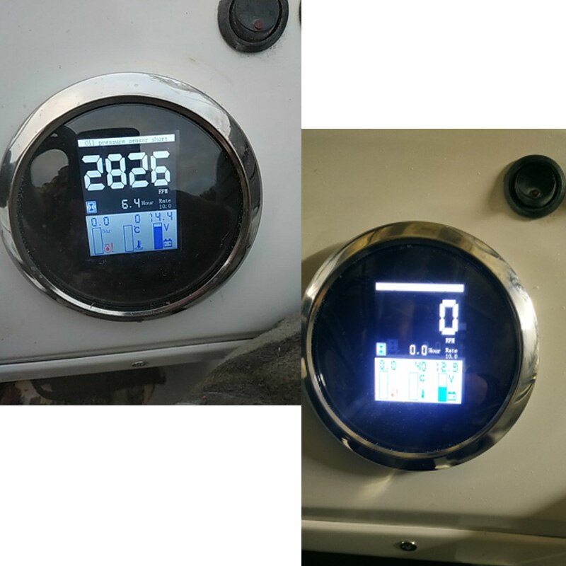 85mm Digital Tachometer Multi-functional 4 in 1 Gauge Water Temp Oil Pressure Gauge 0~10Bar With Alarm 9-32V For Outboard Engine