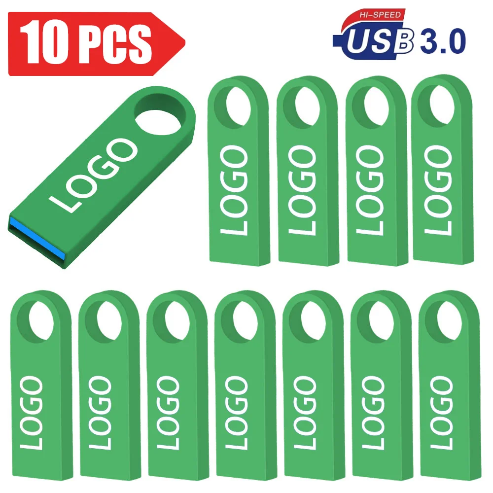 10/ 20/50 Pcs/lot Free Logo metal USB 3. 0Flash Drive 64GB 32GB memory Flash USB Stick 16GB 8GB pen drive PenDrive U Disk: Yellow / 32GB