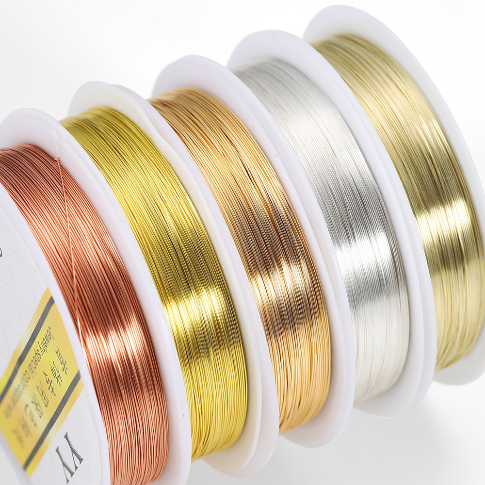 1 rolle Gold Farbe Kupfer Draht 0,2/0,3/0,4/0,5/0,6/0,7/0,8/1,0mm Perlen Schnur DIY für Schmuck Machen Zubehör