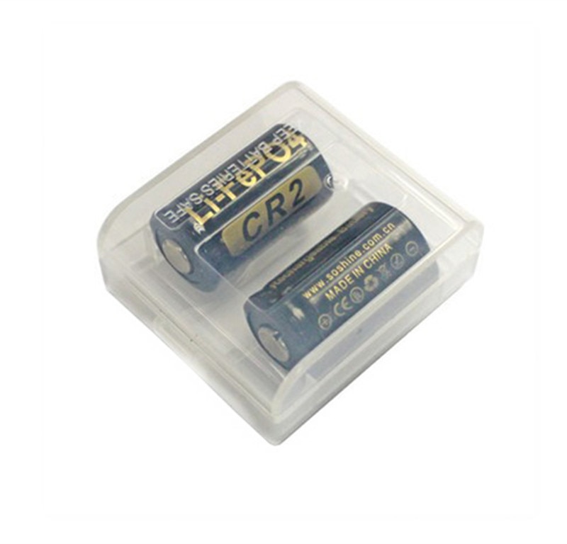 2 STUKS Soshine CR2 400 mAh batterij 3.2 v LiFePO4 Oplaadbare Batterij 15266 CR2 bateria met batterij beschermende doos