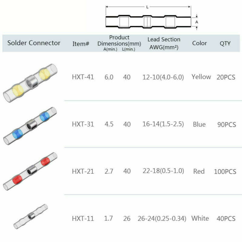 Connector Terminals Metric Accessory Insulated Electrical Waterproof Heat Shrink