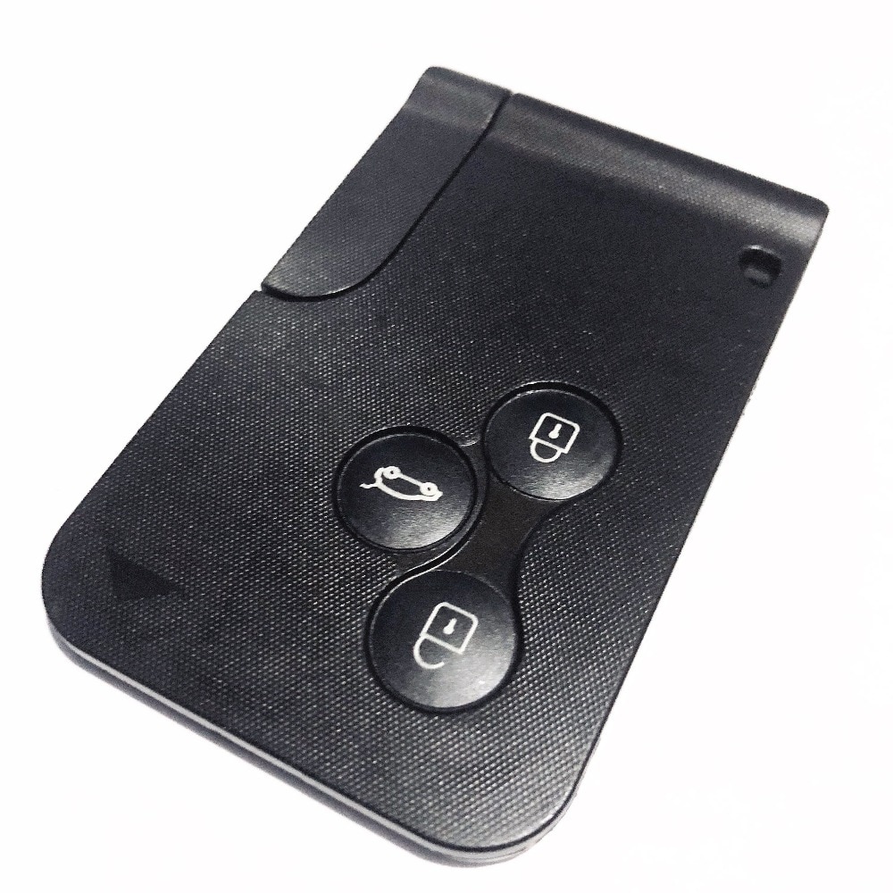 Replacement 3 Button Smart Card For Renault Clio Logan Megane 2 3 Koleos Scenic Card Case Black Car Key Fob Shell With Small Key