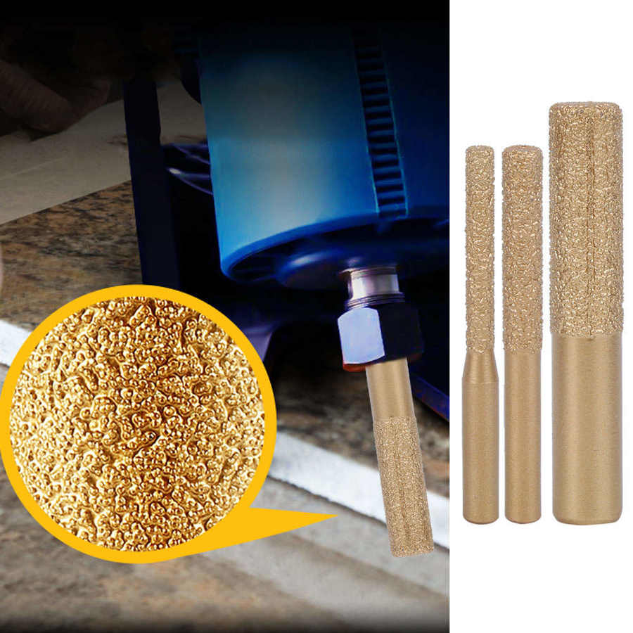 3 Size Diamond Router Bits Golden Brazed Straight Shank Marble Stone Granite Diamond Router Bits Engraving Machine Carving Tool
