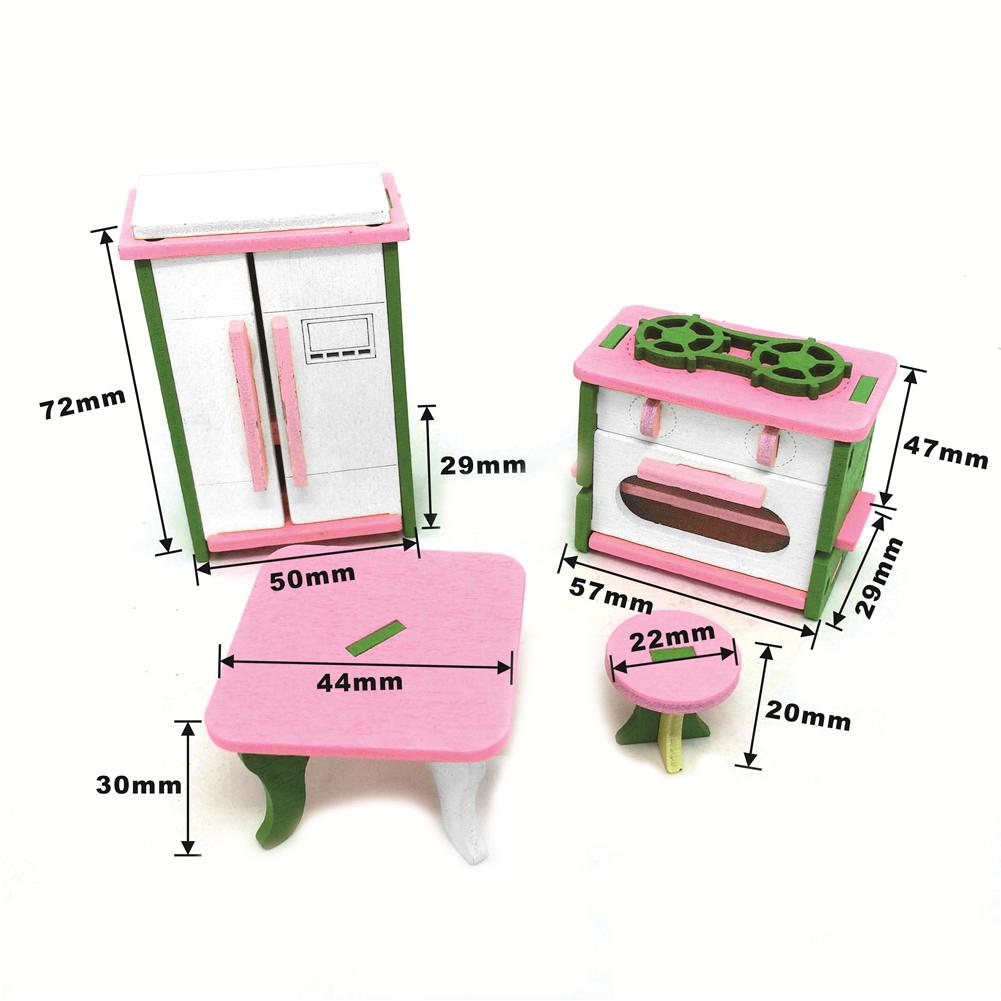 Kid Wooden Pretend Play Furniture Toy Doll Accessories Furniture Dolls House Miniature Bath Bed Living Room Children Toy