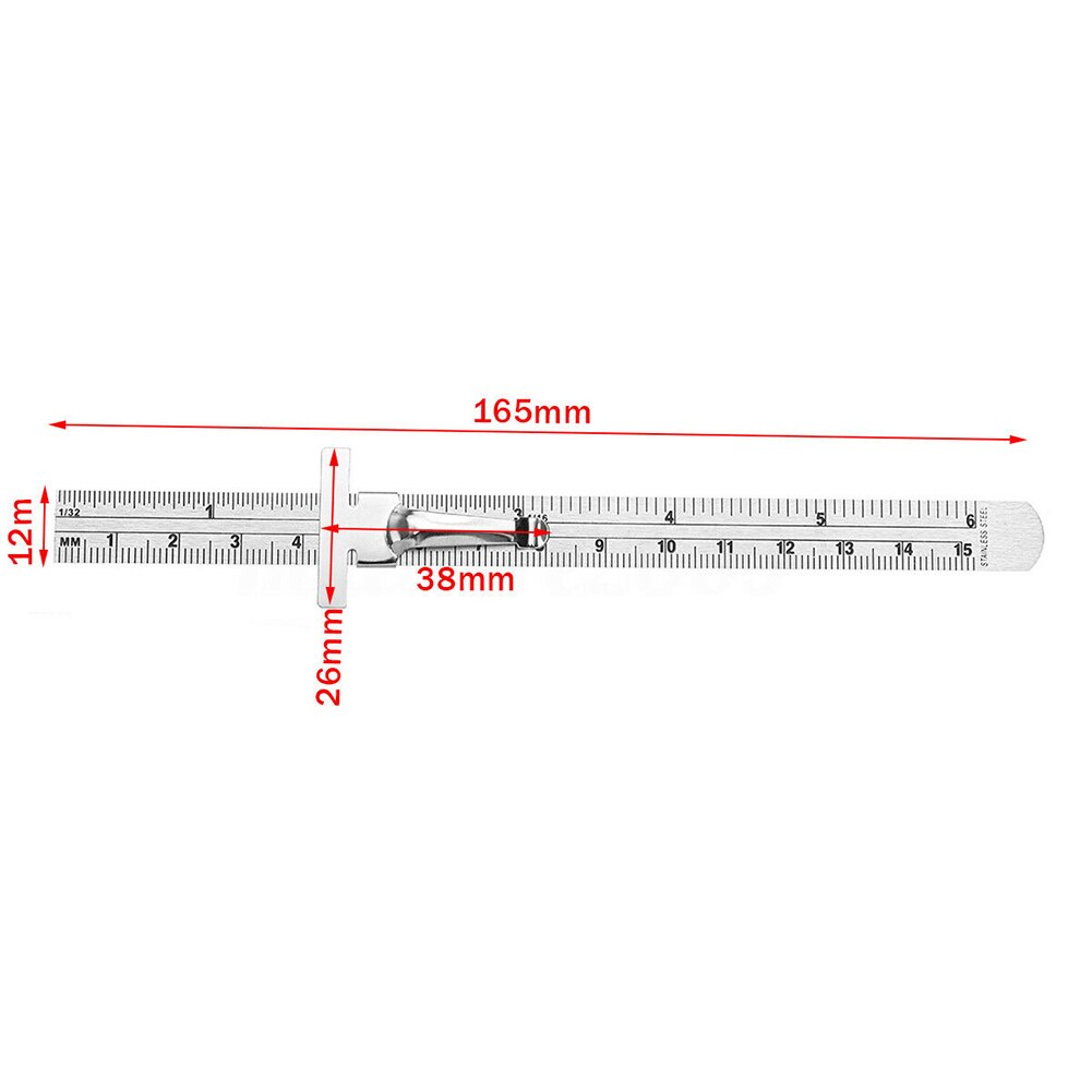 6 Inch Hole Pocket Accurate With Detachable Clip Length Ruler Stainless Steel Portable Marking Measuring Tool Height Depth Gauge