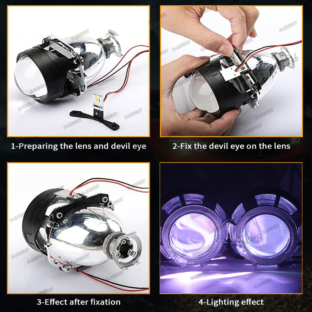 Ojos de Ángel demonio 2P, ojos malvados, Control por aplicación RGB para lente de proyecto de xenón de 2,5 pulgadas y 2,8 pulgadas, faro de Motor para coche, luz decorativa de luz diurna