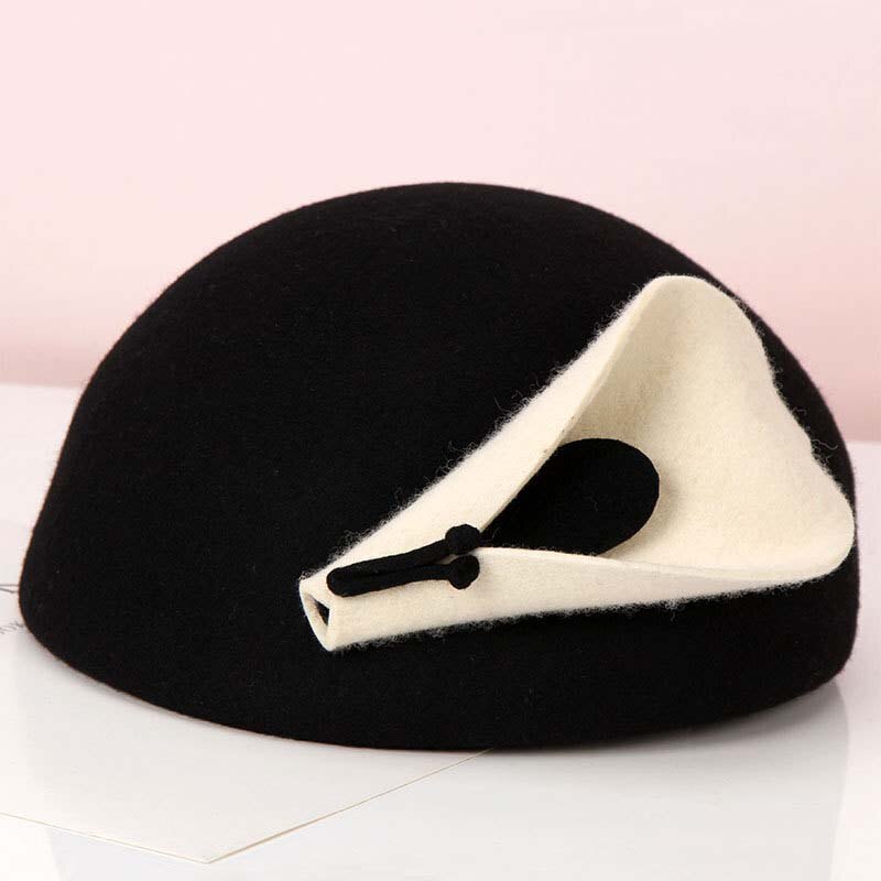 QDKPOTC nueva Flor de lirio fieltro boina Noble mujeres tocado Fedora sombrero cena boda sombreros
