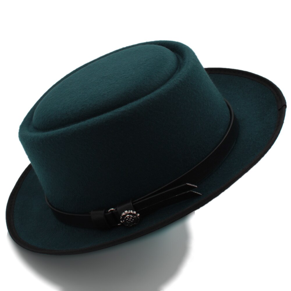 Women's Fedora Hat with Pork Pie Hat for Lady Church Wool Felt Hat Gambler Panama Trilby Hat Size 58cm: Sky Blue