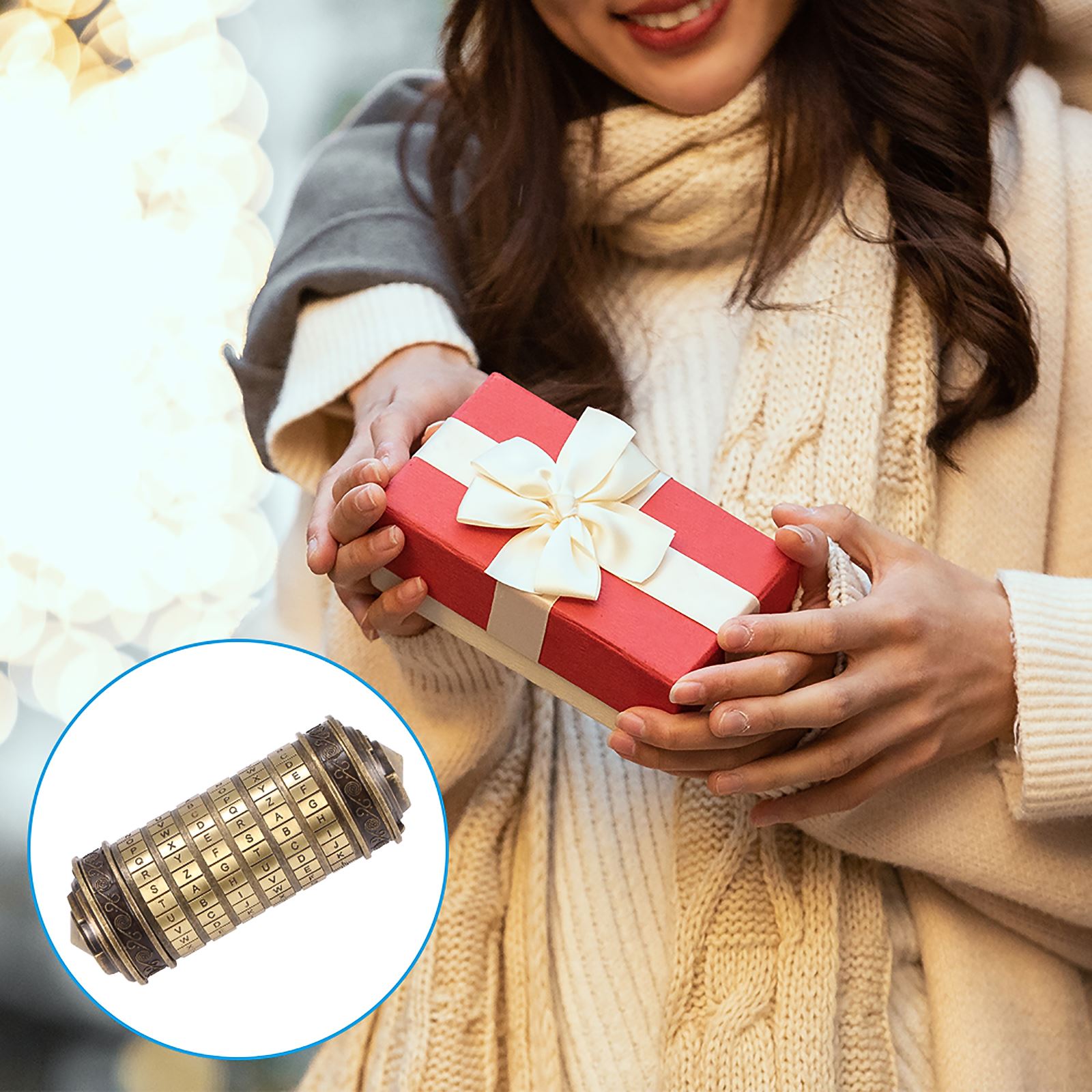 Jouet à code de Léonard de Vinci, cryptex en métal pour de mariage, saint-valentin, mot de passe en lettres, accessoire pour escape room