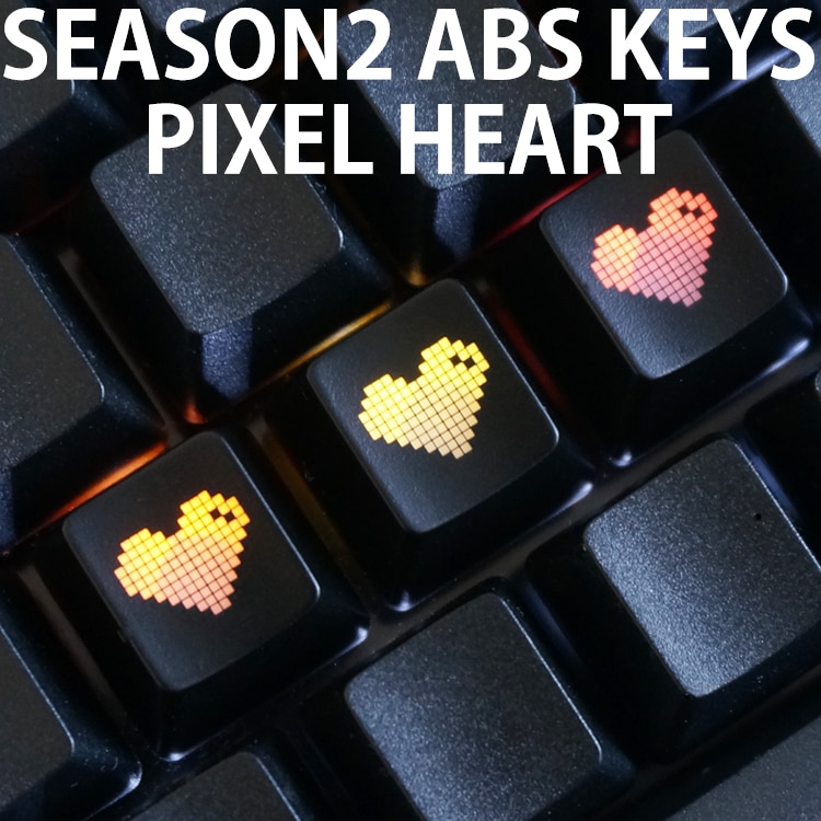 Novelty Shine Through Keycaps ABS Etched, Shine-Through pixel heart black red custom mechanical keyboards light oem profile