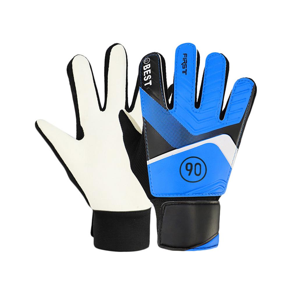 Goalie Handschuhe Für Kinder Jugend Torwart Handschuhe Handgelenk Schutz Nicht-Rutsch Verschleiß-Beständig Latex Fußball Handschuhe für Ausbildung spiel: Blau / M
