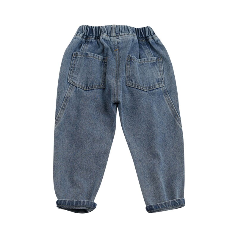 Jeans Casual allentati per ragazze alla moda per bambini, pantaloni strappati in Denim elastico in vita All-Match per hotografia per vacanze 0-5 anni