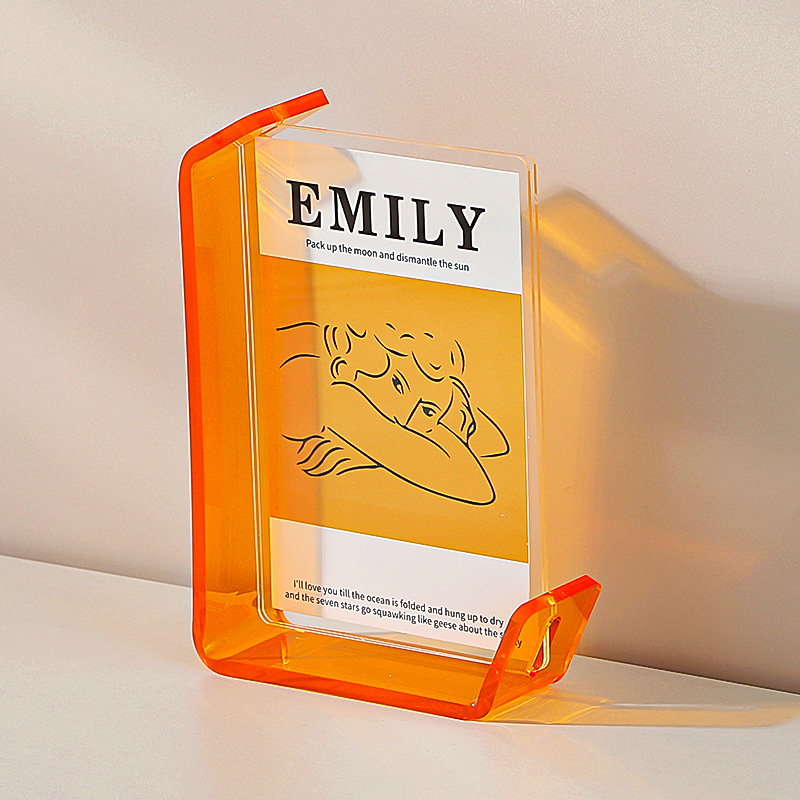 Acrylic L-Shaped Photo Frame, Desktop Display Ornaments, 6 Inch, 7 Inch Photo Frame, Home Decoration,: 6 inch / Orange