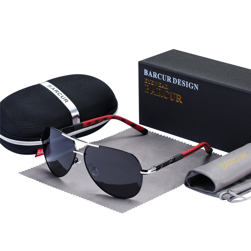 BARCUR Männer Sonnenbrille Original Polarisierte Fahrer gläser Polaroid sonnenglas Männliche Pilot Brillen: Black