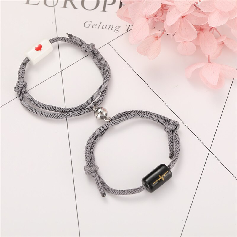 2 Teile/satz Paar Armbinde Magnet Ball Passenden Armbänder Liebhaber Mond Sterne Magnetische Armbinde Freundschaft Armbänder Valentinstag: TD5391504