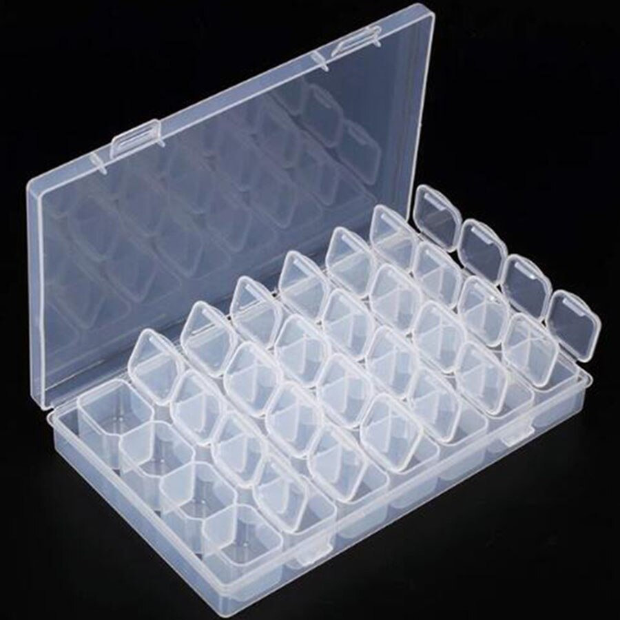 28/ 64 Grids Plastic Box Organizer Medicine Case Diamond Painting Storage Box Embroidery Storage Case Jewelry Accessories Tools