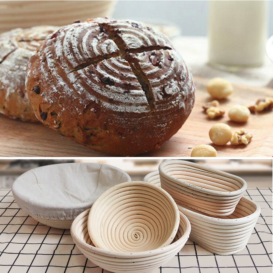 Cesta redonda ovalada de mimbre para fermentación, cesta de mimbre, suministros de cocina, cestas de mimbre para fermentación