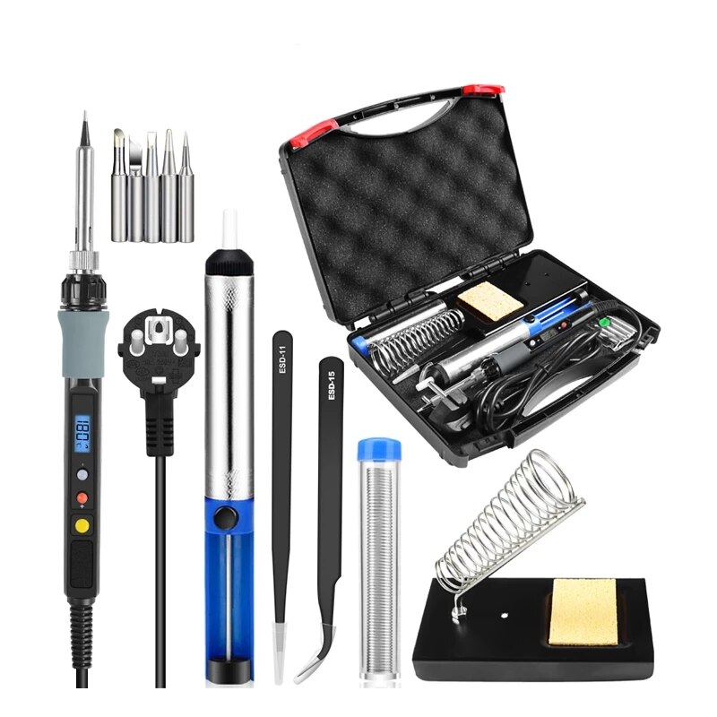 Handskit 110V/220V 80W Adjustable Temperature Electric Digital Soldering Iron Kit With Multimeter Welding Soldering Iron Tool