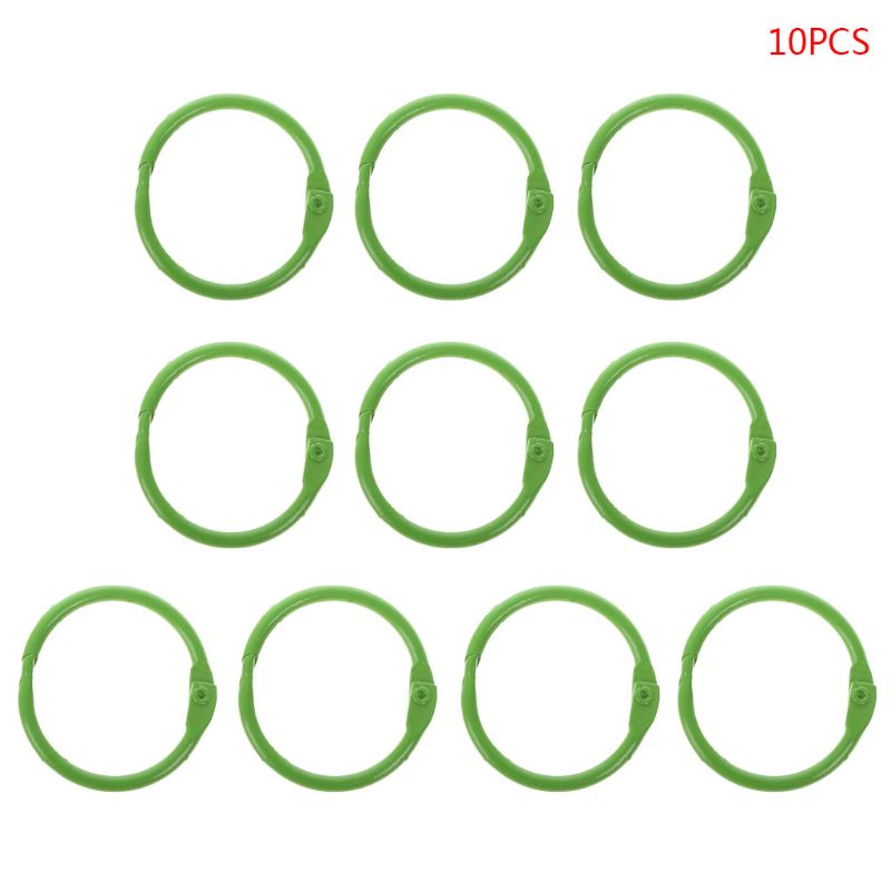 10pcs Metal Loose Leaf Binder Ring Book Hoops DIY Albums School Office Supplies Craft: green