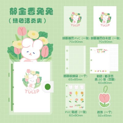 Japanese Stationery Mini Portable 3 Hole Binder Diary Notebook Cute Small Pocket Journal Notebook Grid Color Pages Planner: B