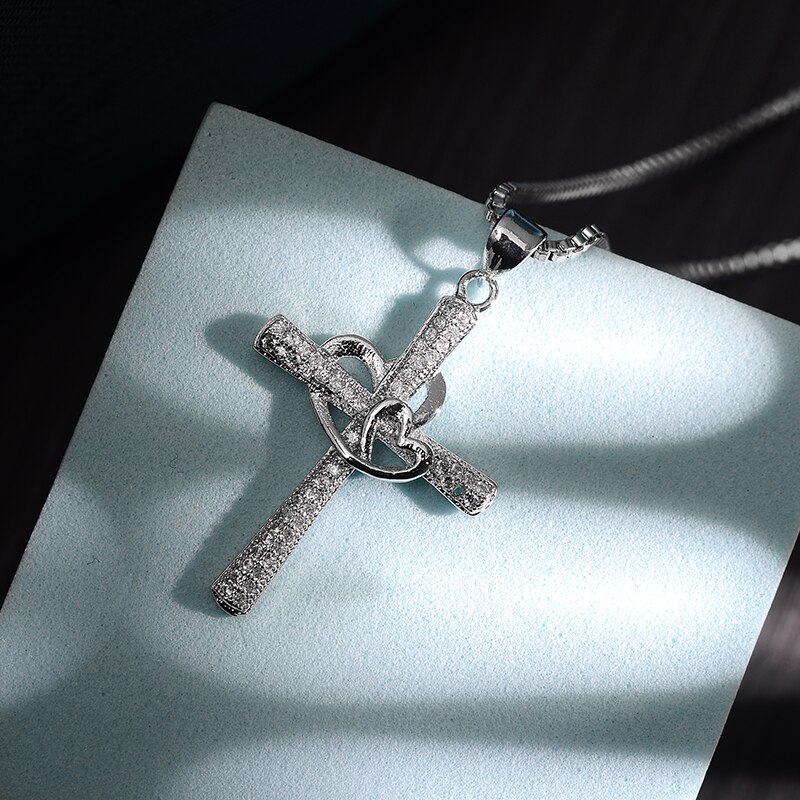 Retro Classic Shiny Crystal Cross Necklace for Women Cubic Zirconia Cross Choker Pendants Female Religious Jesus Jewelry: 11