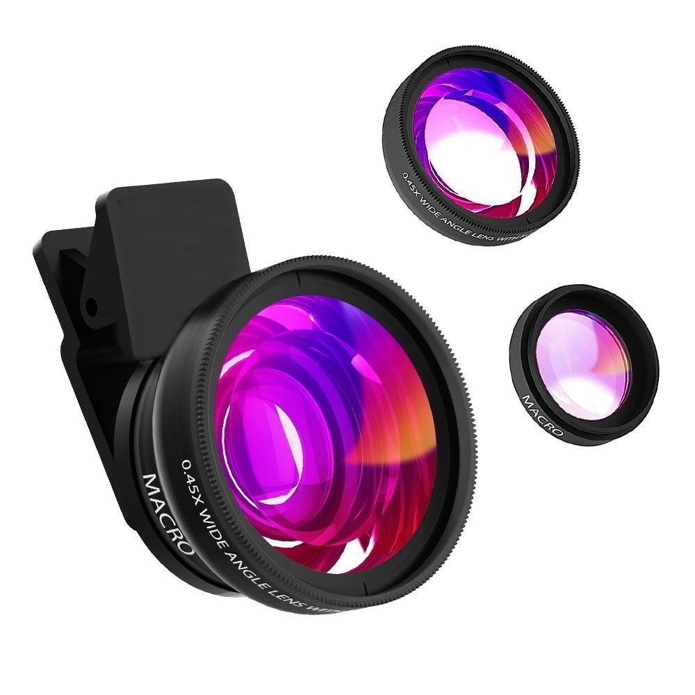 Kalansilmälinssi matkapuhelimen linssi 0.45x superlaajakulma 12.5x supermakro hd kamera linssi iphonelle 8 7 6 xs huawei xiaomi samsung