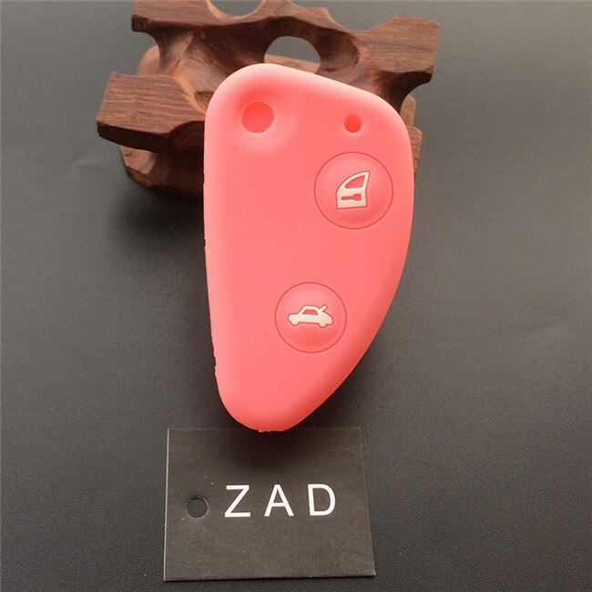 Zad capa protetora de chave de silicone, capa de borracha para alfa romeo 147 156 166 gt jtd ts dobrável, 3 botões chave remota: Rosa