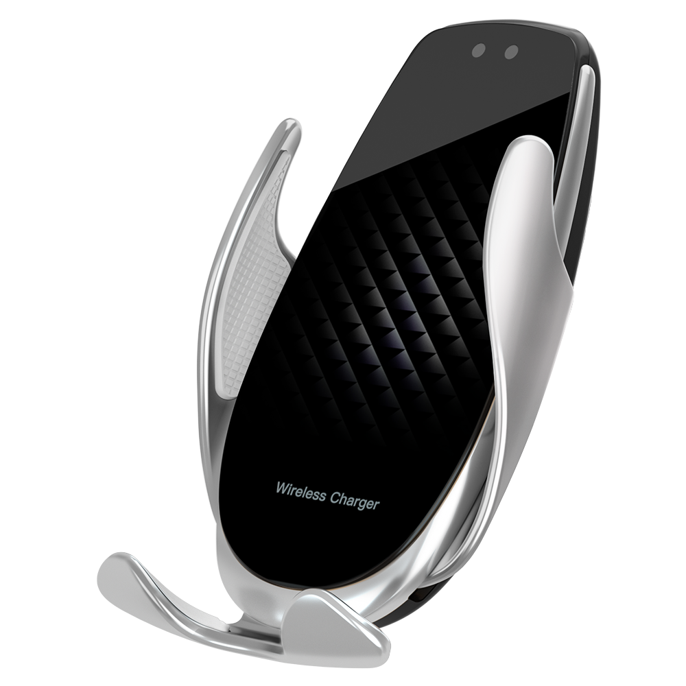 Wireless Car Charger Clip Auto Telefoon Houder Auto-Sensing 15W Snelle Opladen Draadloze Oplader Luchtuitlaat Auto Telefoon houder: SILVER
