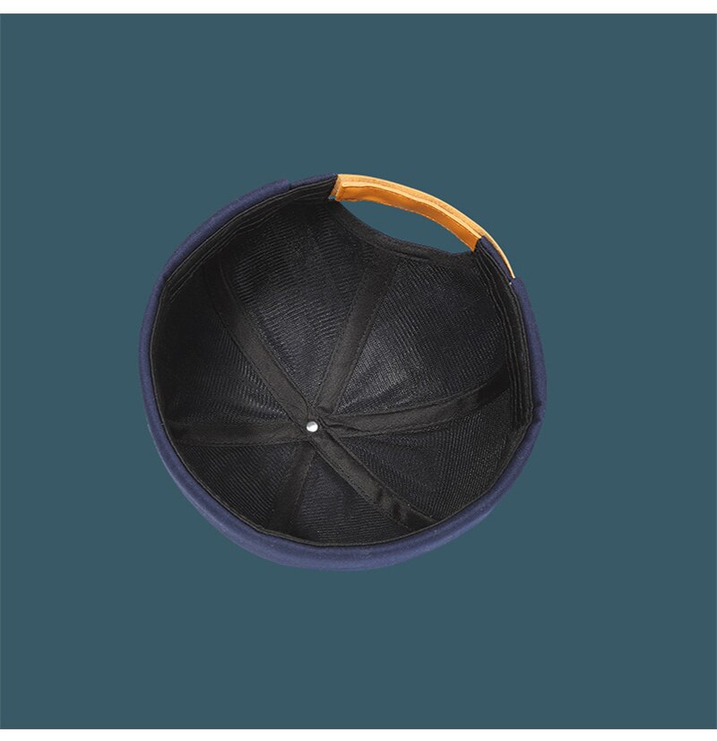 nuevos hombres y mujeres melón de cuero Sombrero estilo boina de lana Yuppie casero Beanie calle tendencia Hip-hop sombrero amantes melón redondo sombrero