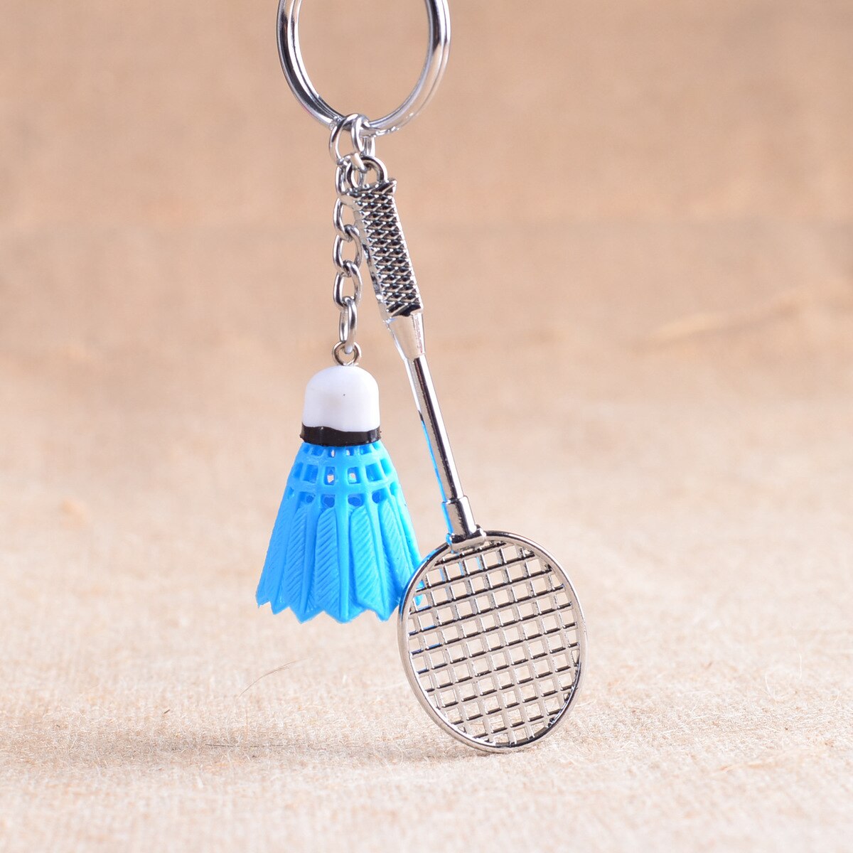 Mini Metal Badminton Racket Key Ring Souvenir Cute Badminton Racquet Ball Key-chain Sports Chain 5 Colors L753OLE