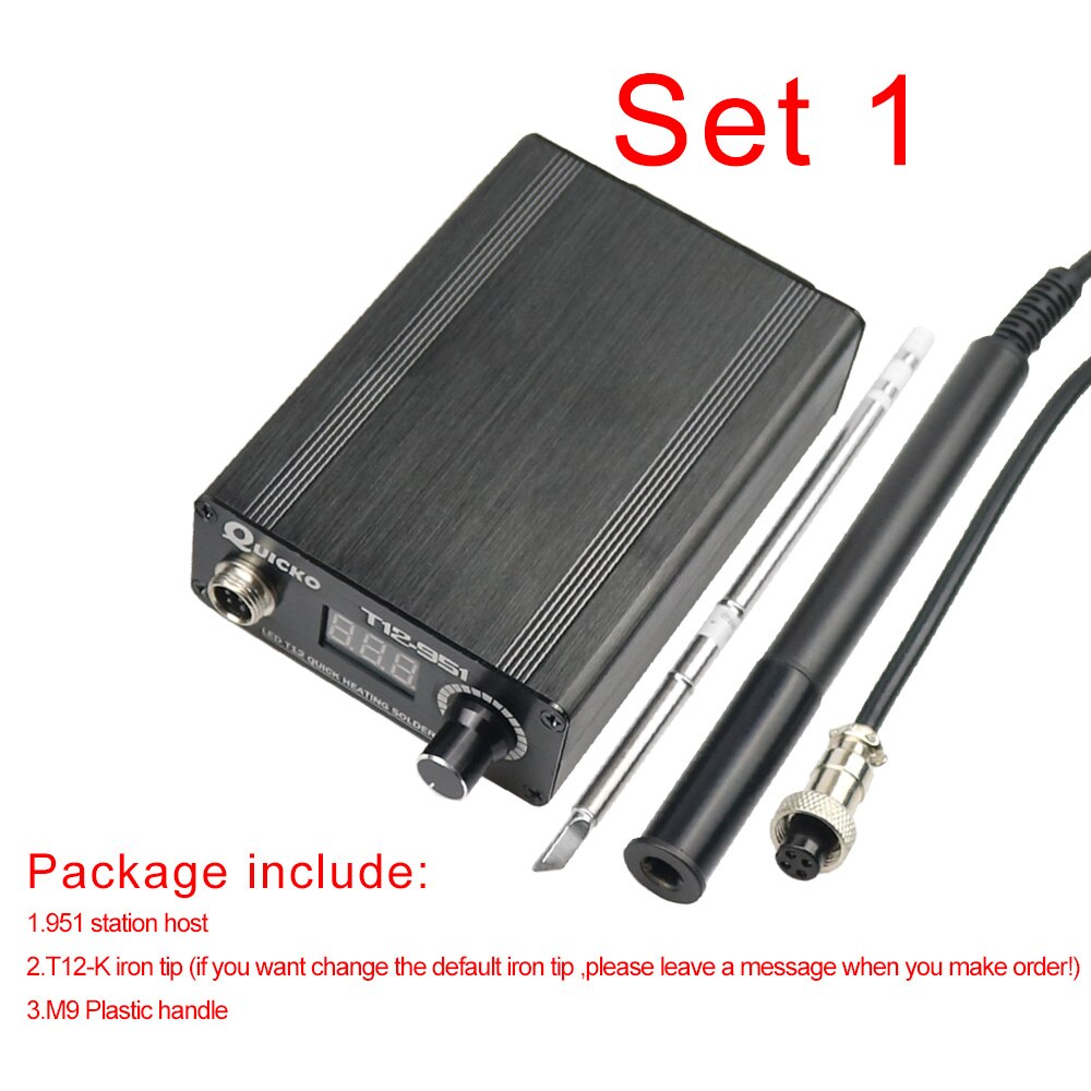 LED T12-951 Digital Controller Soldering Station Electronic solder Iron with P9 plastic handle and iron tips without power cable: SET1