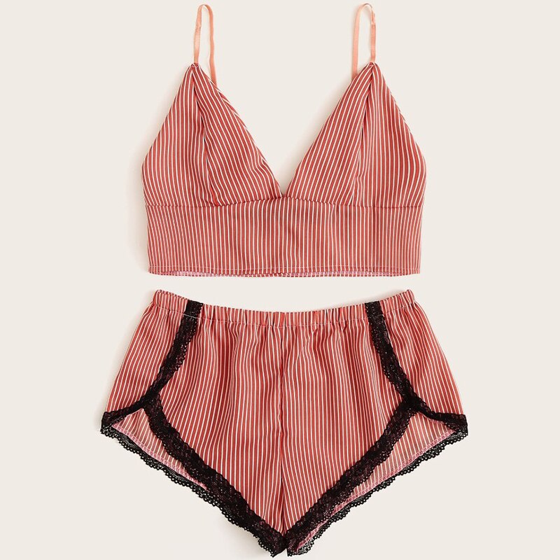 Mode Woninginrichting Sexy Intimates Gestreepte Kanten Beha Pyjama Tweedelig Pak: XL