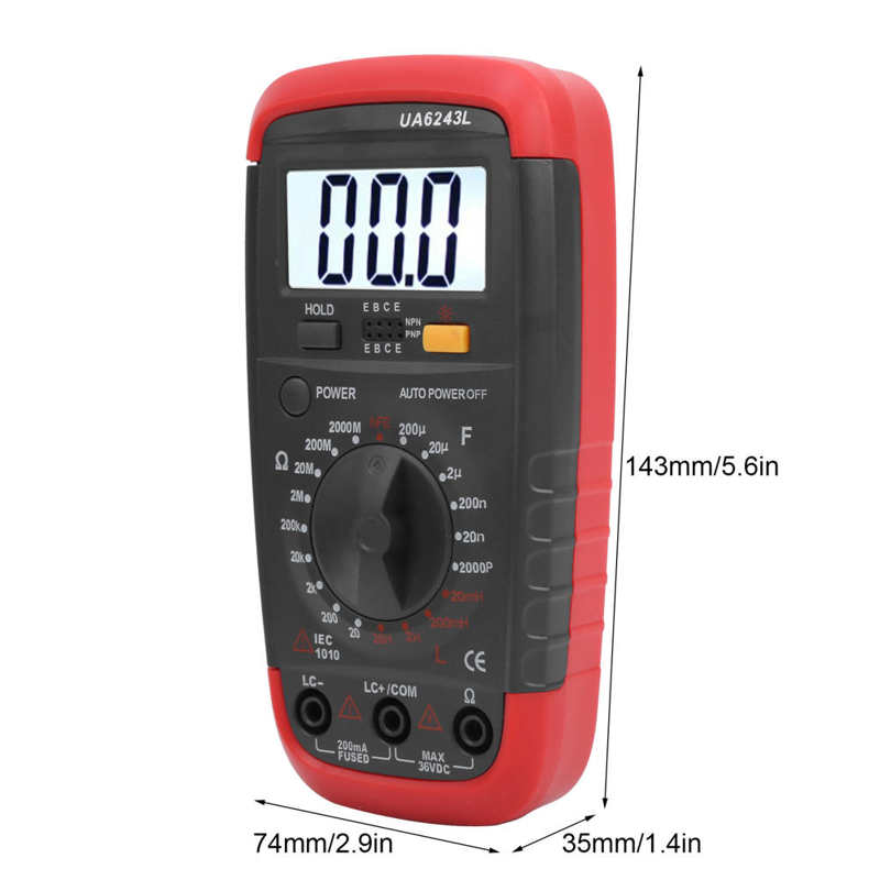UA6243L Professionelle Handheld LED Digital-Multimeter Voltmeter Kapazität Meter Widerstand Tester 1999 Display