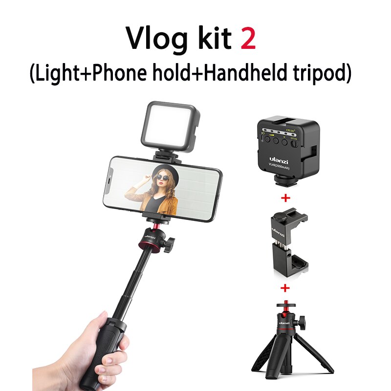 Ulanzi ST-19 Draagbare Telefoon Mount Telefoon Houder Klem Met Koud Schoen 1/4 ''Statief Voor Smartphone Mount Mic Vullen licht Vlog: Vlog kit 2