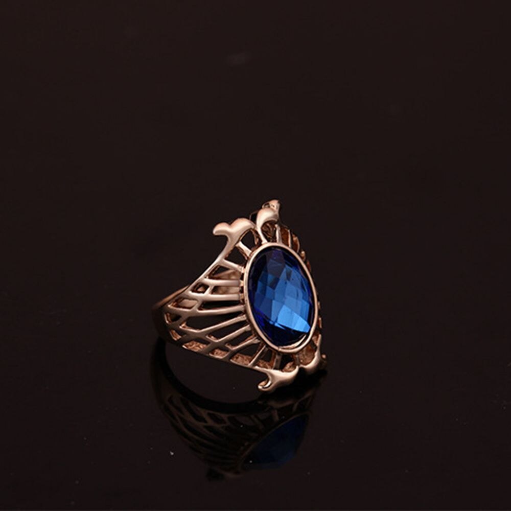 Teardrop Blauw Europa Amerika Hing-end Bruiloft Womens Ketting Bangle Oorbellen Ring Set Dames Party Legering Vier Sets Van Jewel