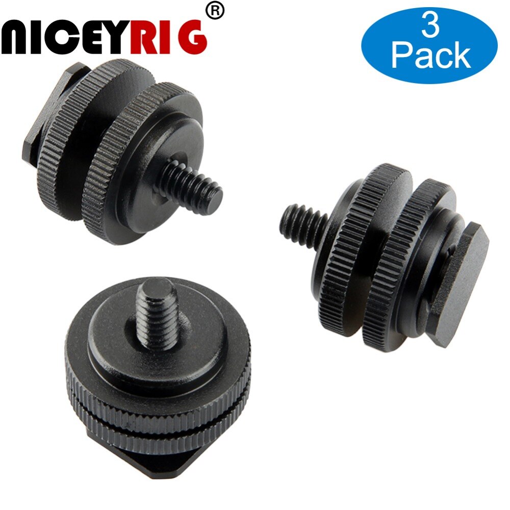 NICEYRIG (3 pieces/pack) 1/4&quot; thread 15mm 3/8 inch thread Screw CNC Aluminum Alloy Cold Shoe Connector Camera Cage Accessories