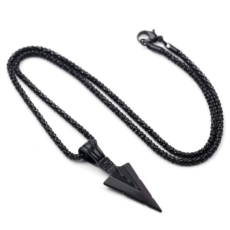 Mannen Matte Zwarte Lange Ketting Met Pijl Hanger Sieraden Ketting Hip Hop Punk Rock Kerstmis Halloween Voor mannen Wome