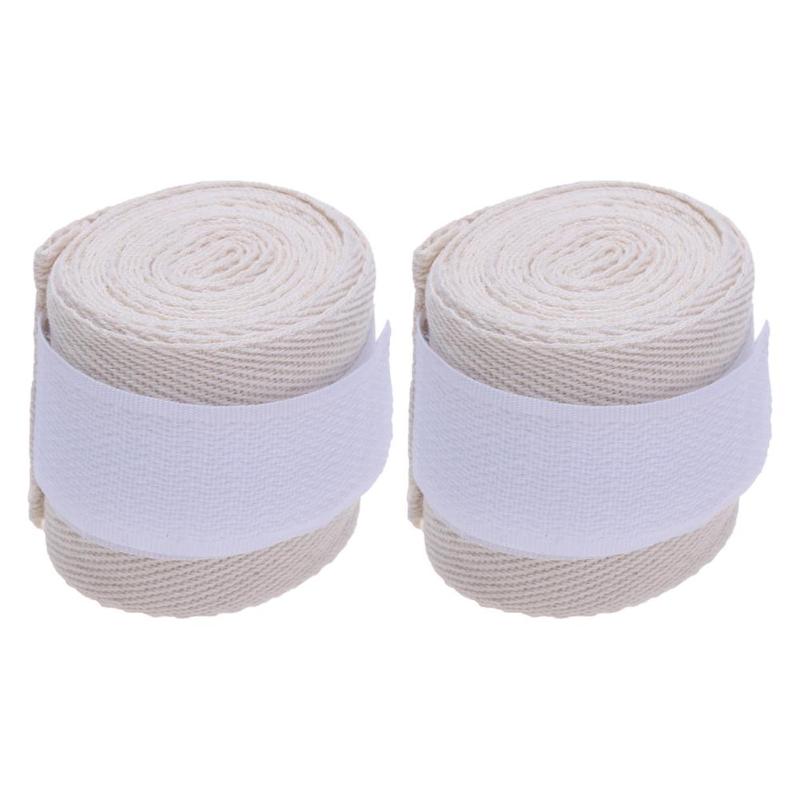 2 st 2.5m sport bomull kickboxning bandage sanda taekwondo mma handleden handhandskar omslagsband utrustning: Vit