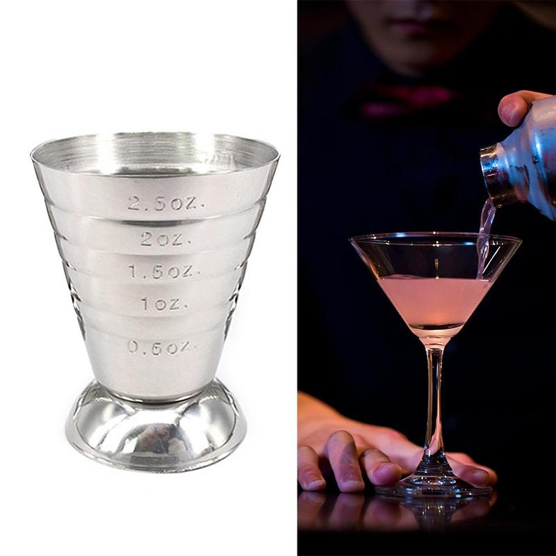 75ml Measuring Shot Cup Ounce Jigger Bar Cocktail Drink Cup Coffee Mixer Measurer Mojito Liquor Mug Stainless Steel Measuri W8C2